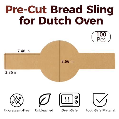 Parchment Paper Bread Sling for Dutch Oven Sourdough Baking 100 Pcs - color: 100 Pcs Round