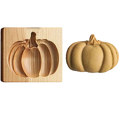Carved Wooden Gingerbread Cookie Mold,3D Wooden Baking Mold Cookie Biscuit Press Stamp Molds,Cookie Cutter,Cookie Stamp,DIY Biscuit Stamp Mould for Halloween Thanksgiving Christmas(Pumpkin） - color: Pumpkin