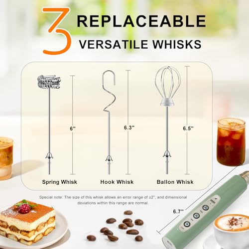 YUSWKO Handheld Milk Frother Wand for Coffee, Rechargeable Electric Whisk
