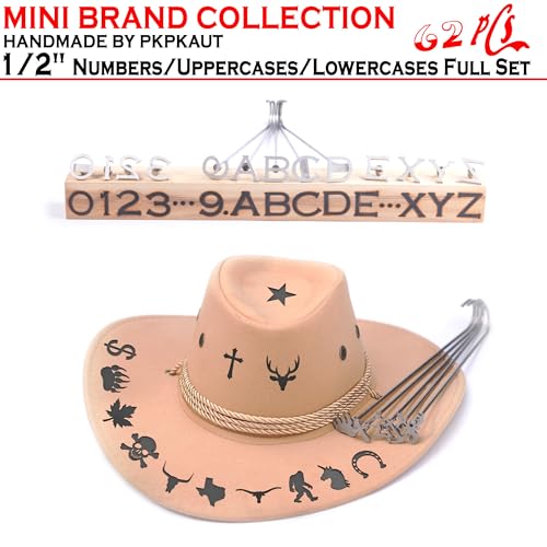 62Pcs 1/2" Custom Branding Iron for Wood, Leather Branding Stamp - size: 62PCS 1/2" Number/Uppercase&Lowercase Letters Set