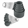 Measuring Cups and Spoons Set, 10-Piece with Stainless Steel Handles, Grey - color: Grey 10 Pcs