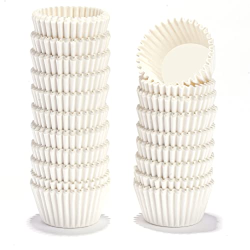 1 Inch Paper Muffin Liners Super Mini Baking Cups Cupcake Liners 1000 Pcs Treat Cups for Weddings, Birthday, Baby Shower, White - color: White