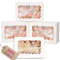qiqee Auto-pop Up Cupcake Boxes with Window White 100PCS 6 Count Cupcake Box 9.4"x6.1"x3" Cupcakes Carrier, 6 Cupcake Containers - color: White, size: 6 Holder/100pcs