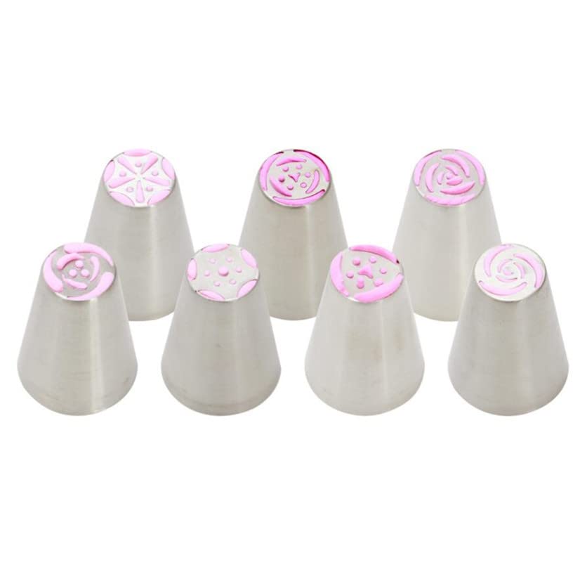 Russian Piping Tips Set with 7 Flower Icing Tips & 2 Leaf Pastry Tips Nozzles for Frosting Cookie Cupcake Cake Decorating - color: Type G
