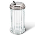 Stock Your Home Glass Sugar Dispenser- Fluted Sugar Pourer with Stainless Steel Self Closing Lid - Crystal Clear Sugar Shaker for Diners, Cafes, Bakeries, Coffee Shops, Restaurants, Kitchens