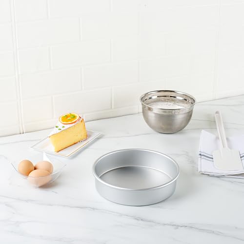 Restaurantware Round Aluminum Straight Sided Cake Pan, 2 Pack - size: 8 x 2 inch (Pack of 2)
