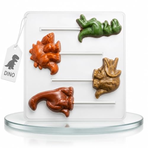 Dinosaur Assortment Lollipop Chocolate Candy Mold 291 with 4 Cavities