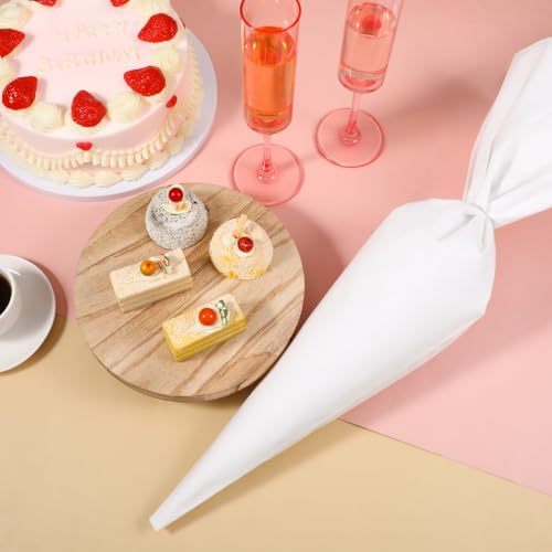 4 Pcs Large Reusable Piping Bags White Cloth Frosting Bags with Plastic Coating 24" Large Canvas Cake Decorating Bag Icing Piping Bag for Frosting, Icing, Cakes, Cupcakes, Cookies