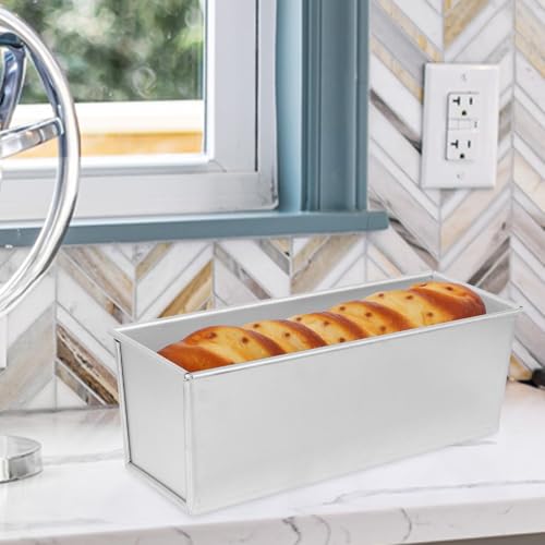 Luxshiny Loaf Pan with Lid Non-Stick Aluminum Plated Alloy Silver
