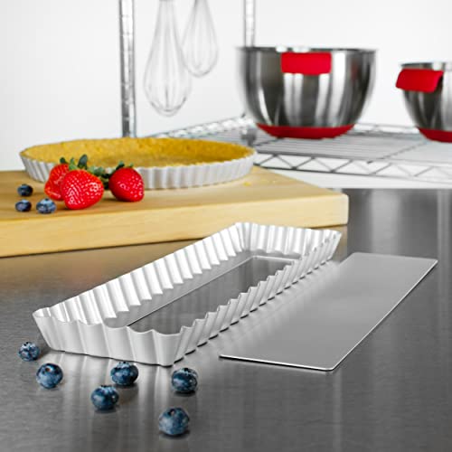 Fat Daddio's PFT-1375 Rectangle Fluted Tart Pan, 13.75 x 4.25 Inch - size: 13.75 x 4.25 Inch