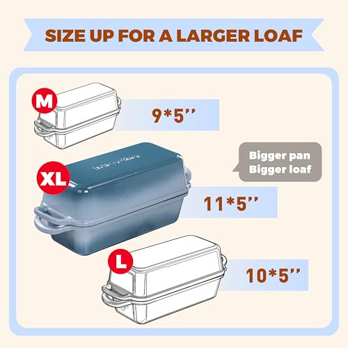 Cast Iron Loaf Pan with Lid, 11x5 Inch 5.8 Qt Sourdough Pan - color: Seasalt, size: 11x5 Inch