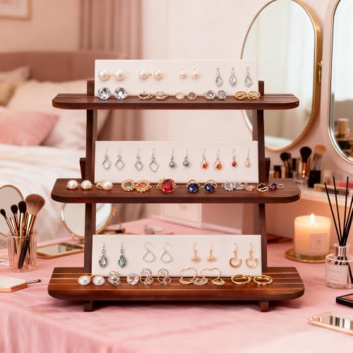 Wooden Display Stand, Tiered Cupcake Stand, 3 Tier Display Stand Riser - color: H-Walnut-L-2Pcs