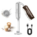 CIRCLE JOY Rechargeable Milk Frother Handheld with Stand, Dual Spring Whisk Electric Foam Maker, Detachable Hand Frother Wand Drink Mixer for Lattes, Cappuccino, Macchiato, Hot Chocolate, Silver - color: Stand Silver Pro