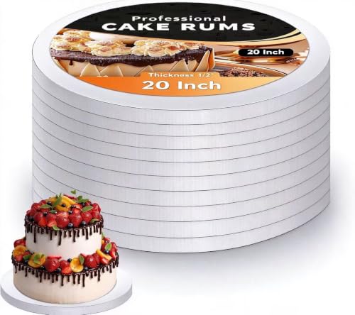 20 Inch Round Cake Drum 3-Pack,1/2" Thick Corrugated Greaseproof Cake Board - color: White, size: 20inch/3pcs