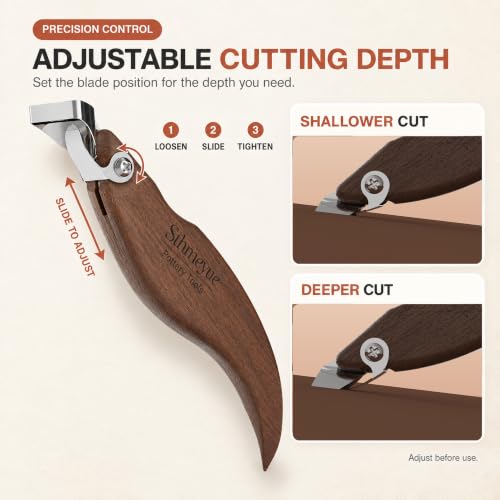 Sthmeyue Pottery Handle Making Tools, 5-Piece Walnut Wood Set for Clay Mugs