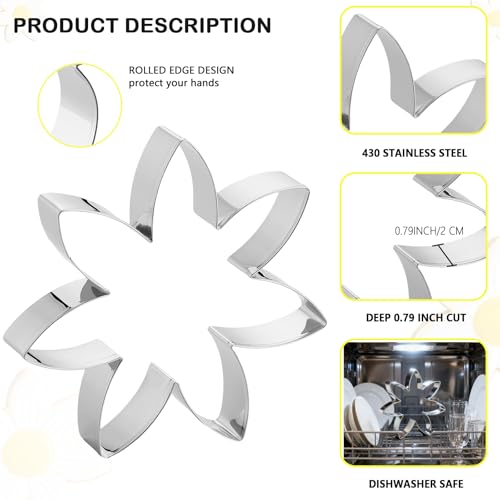 7 Pcs Flower Cookie Cutters - 4.5", 3.7", 3.5", 3", 2.5", 1.9", 1.7"