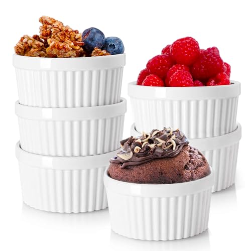 Nuwave Ceramic Ramekins 4oz Set of 6, Ivory White - size: 4oz Ramekin (Pack of 6)