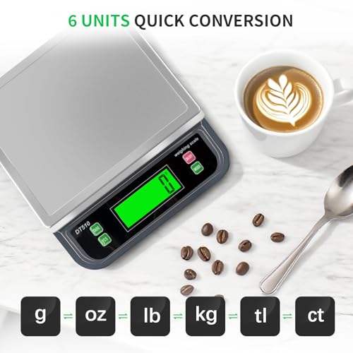 Large Digital Kitchen Scale40kg Stainless Stee with 6 Unit Tare PCS Funtion - color: Grey-40kg, size: Grey-40kg