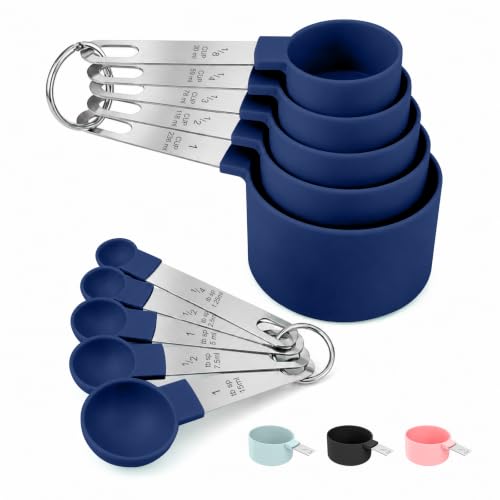 Measuring Cups and Spoons Set, 10-Piece with Stainless Steel Handles, Blue - color: Blue 10 Pcs