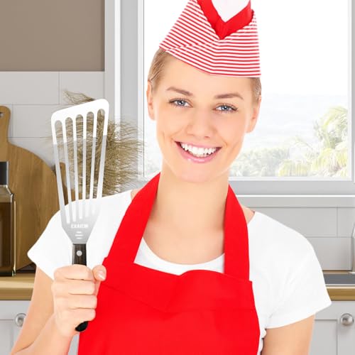 2 Pcs Fish Spatula Stainless Steel，Commercial Metal Spatula Turners - color: Silver