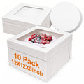Cididu 10 Pack Cake Boxes 12 Inch, 12x12x8 Inch Tall Cake Box with Window