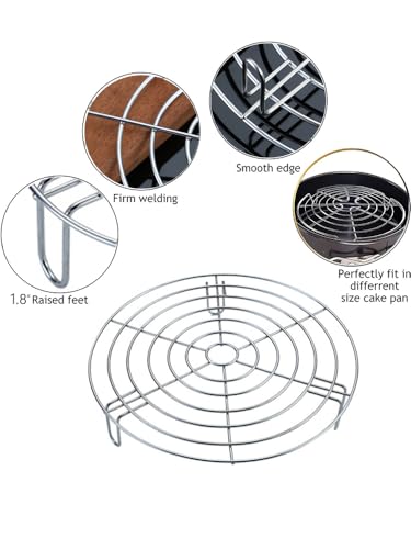 Stainless Steel Rack Cross Wire Cooling Racks with Legs Dia 7.9" Steaming Cooling and Baking Barbecue Rack Fit for Air Fryer Instant Pot Pressure Cooker Canning (Height 1.8",7.9"/20cm) - color: Silver, size: 7.9"
