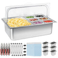 Pizza Topping Station 13 Pans Stainless Steel Salad Bar for Home - color: Silver, size: 13 Pans