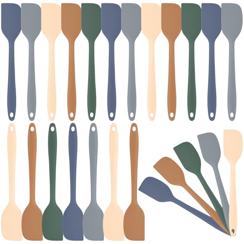 Honeydak 24 Pieces Mini Silicone Spatulas, 8.3 Inch Small Rubber Spatula Heat Resistant Non Stick Seamless Design Flexible Scrapers Kitchen Use Cooking Baking Tool (Vibrant Color) - color: Vibrant Color