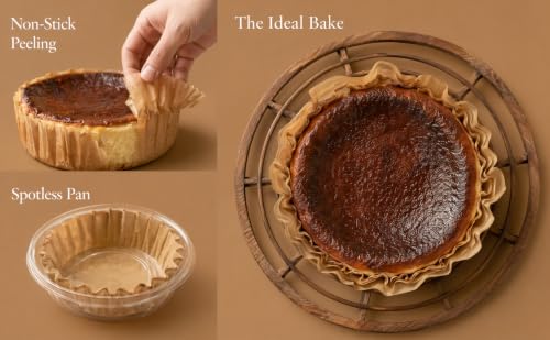 50 Pcs 6" Parchment Liners for Basque Cheesecake, Round Pan - size: 6inches