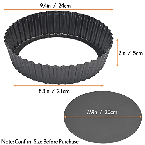 2 Pack 9.4 × 2 Inches Nonstick Tart Pan with removable bottom, Quiche Pans for Baking, Carbon Steel Deep-dish Pie Pan with Removable Loose Bottom - size: 9.4" x 2"