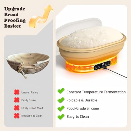 Heating Sourdough Bread Proofing Basket, 2L Electric Thermostatic Oval - size: 2L