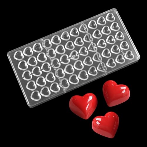TUKE Polycarbonate Chocolate Mold 55 Cavity Love Heart Shape Pralines & Truffles Mold, Transparent Plastic Candy Making Mold for Baking, Desserts, Ice Cubes - Dishwasher Safe (C_ Heart) - size: C_ Heart