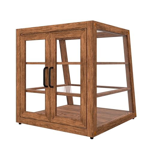 KoolMore 21 in. Dark Wood Slanted Countertop Dry Bakery Display Case, Bread, Pastry and Dessert Display with Tempered Glass - color: Dark Wood / Slanted, size: 21 in.