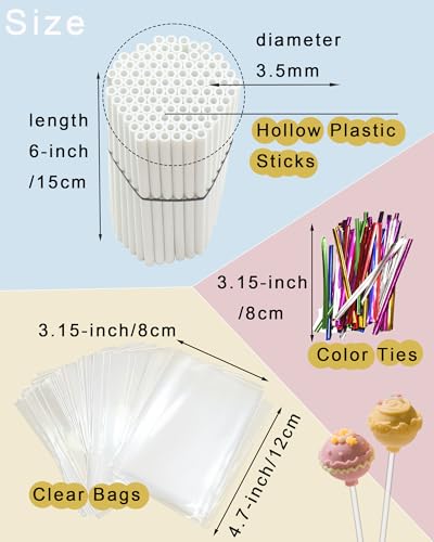 Cake Pop Mold Set, Including 100 Plastic 6-inch Sticks, 100 Treat Bags, 100Pcs Color Ties, Meat Baller for Cake Pops, Scooper Ball Maker for Lollipop, Candies, Chocolates and Cookies (Red) - color: Red