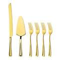 GoGeiLi Stainless Steel Gold Wedding Cake Cutting Set with Forks - color: gold cake cutting set