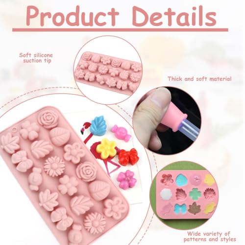 Flower Candy Molds Silicone 2PCS Daisy Rose Tulip Baking Set