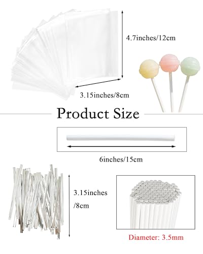300Pcs Cake Pop Sticks and Wrappers, CHELIZIYA 6-inch 3.5mm Paper Sticks - color: Silver Ties