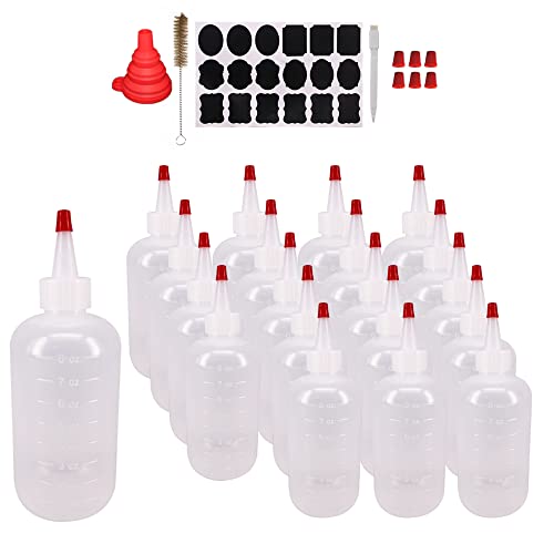 Belinlen 20 Pack 8 oz Plastic Squeeze Bottles with 20 Pcs Red Tip Caps - size: 8 Ounces (Pack of 20)