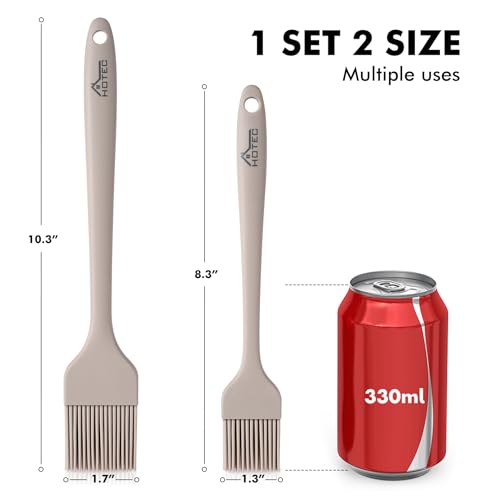 HOTEC 600°F Heat Resistant Silicone Basting &Pastry Brushes, Khaki 2 - color: Khaki