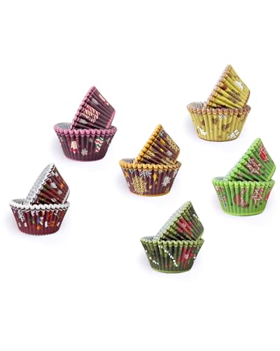 qiqee Christmas Jumbo Cupcake Liners 300PCS Cupcake Liners Cupcake Cups 6 Designs Christmas Gingerbread Man Cupcake Papers Baking Cups Cupcake Wrappers (Large Size) - color: Christmas Gingerbread Man, size: Large / 300 Counts