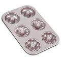 CHEFMADE Donut Mold Cake Pan, 6-Cavity Non-Stick Pattern Doughnut Bakeware for Oven Baking (Champagne Gold) - size: 04 - Fancy 6 Cups