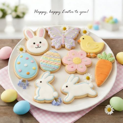 Easter Cookie Cutter Set, 8-Piece Stainless Steel Baking Cutters