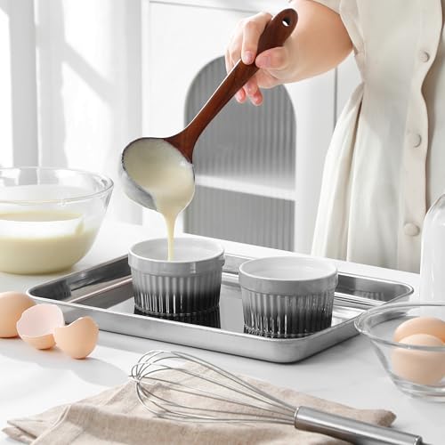 MALACASA 6 oz Ceramic Ramekins, Oven Safe Souffle Dishes, Set of 6, Grey - color: Grey, size: 6 Oz