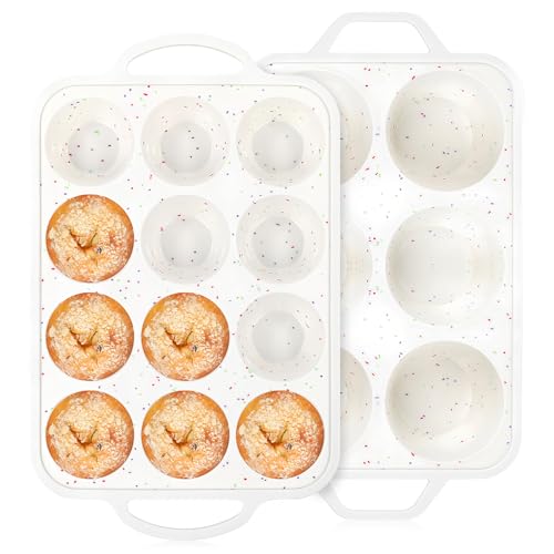 Vinino 2Pack Silicone Muffin Pan for Baking with Metal Reinforced Frame, Regular 12 Cup and Jumbo 6 Cup Nonstick Cupcake Pan Set, BPA Free Silicone Muffin Tray Molds for Oven Dishwasher Safe - size: Standard+Jumbo