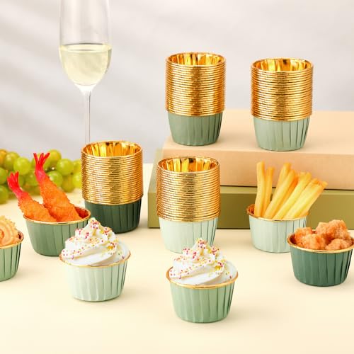 Geiserailie 100 Pcs Sage Green Cupcake Liners Cupcake Foil Wrappers - color: Sage Green, style: Classic