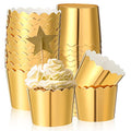 Meanplan 100 Pcs Foil Cupcake Liners Baking Cups Christmas Wedding, Gold