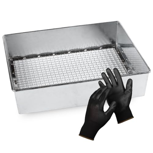 Soil Sifter, 3/8-inch Compact Galvanized Garden Sieve with Gloves - size: 3/8 inch