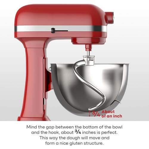 COFUN Stainless Steel Spiral Dough Hook for Kitchenaid Stand Mixers - color: Sliver- 5Plus & 6QT Spiral Hook