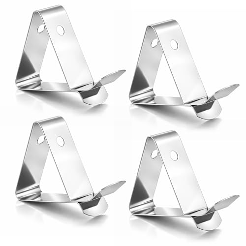 4Pcs Stainless Steel Thermometer Probe Clips, Silver Pot Cup Temperature Probe Clips Mutifunctional BBQ Grill Probe Clip for Temperature Reading, Ambient Thermometer Probe Holders
