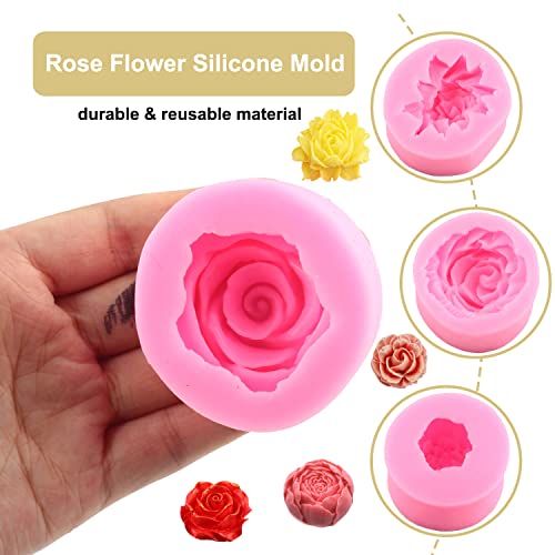 ZiXiang Flower Silicone Mold Rose Flower Silicone Fondant Molds Set Of 4 - color: Style C